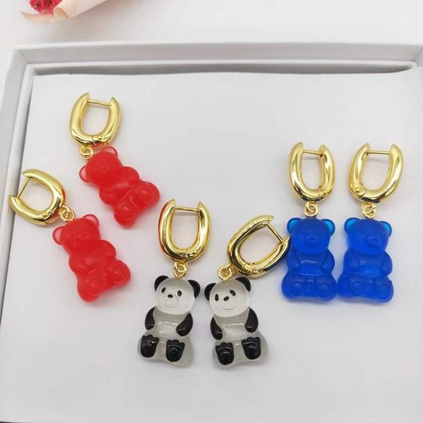 2021 orecchini serie animali cartone animato alla moda orso Panda placcato oro rosa blu femminile gioielli da donna Joyas orecchino anime