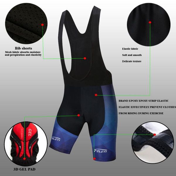 

racing sets teleyi cycling bib shorts summer coolmax 3d gel pad bike tights mtb ropa ciclismo moisture, Black;blue