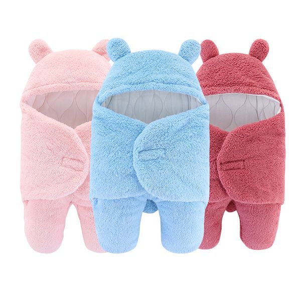 

baby sleeping bag newborn conjoined split leg swaddling warm thickened quilt split leg romper psck, Blue