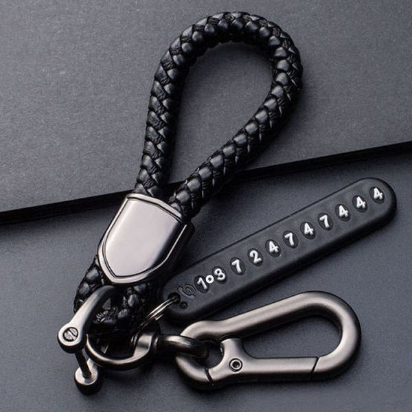 

pendant keychain gift for husband high car key ring anti-lost number plate braided rope pendant holder punk accessorie, Silver