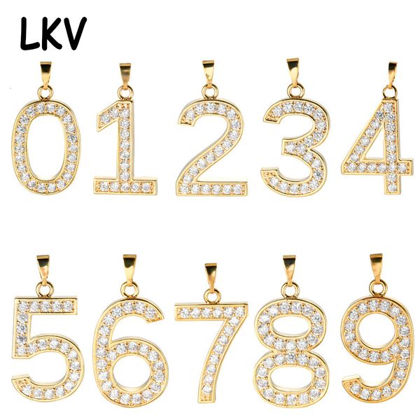 

0-9 arabic numeral pendant creative diy mosaic zircon hip hop necklace, Silver