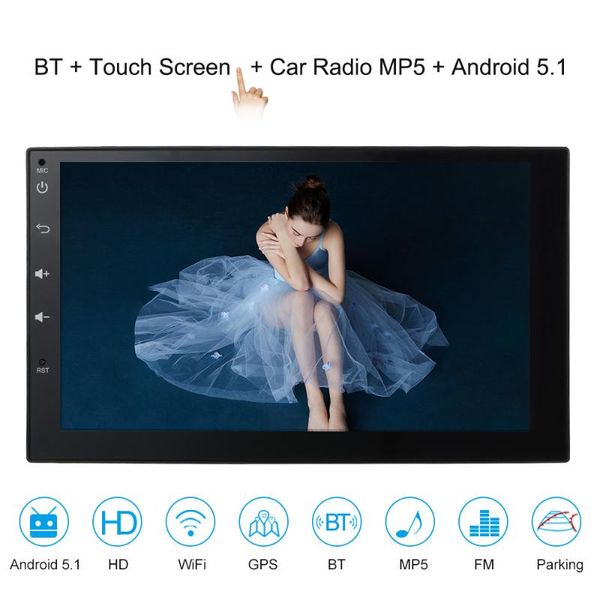 

car gps & accessories double 2 din android 5.1 radio player 7'' universal wifi navigation video stereo audio mp5 hd touch screen