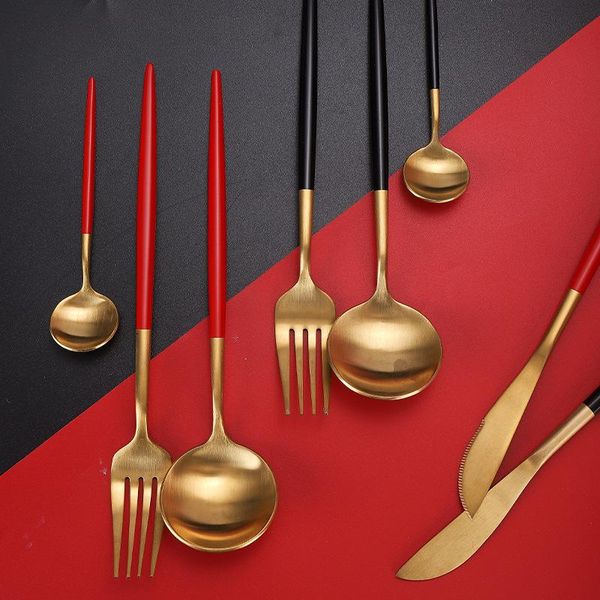 

pcs/set pure gold european dinnerware knife 304 stainless steel western cutlery kitchen tableware dinner set sets