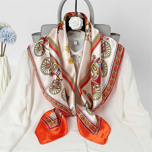 

2021 silk women's korean polyter stewards printed small square scarf spring and summer fashion scarf decorative hair band, Blue;gray