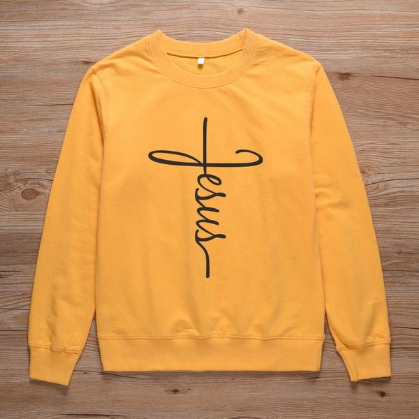 

women's hoodies & sweatshirts cross jesus sweatshirt faith art graphic crewneck pullovers women christian femme harajuku, Black
