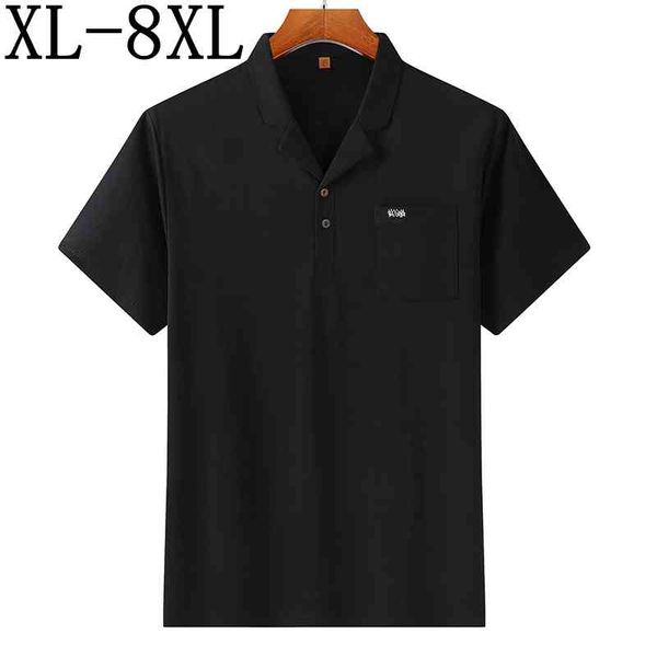 

men's dress shirts size 8xl 7xl 6xl summer casual polo shirt men short sleeve male polos with pockets breathable mens y2m8, White;black