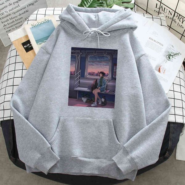 

men's hooded sweatshirt, oimachi metro print, men's round neck, retro style, comfort, graphic sv, 2021, Black