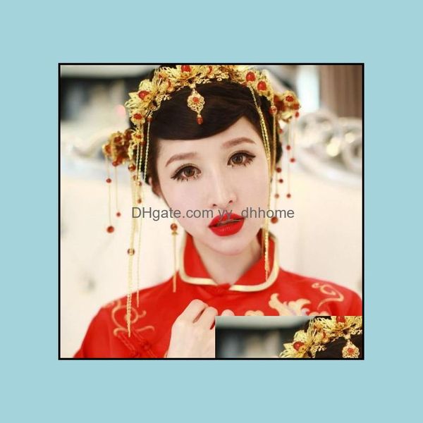 

tiaras hair jewelry phoenix crown costume headdress bride modeling plating color retention ornaments drop delivery 2021 zj9uk, White;golden