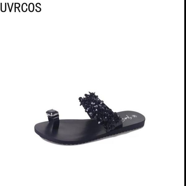 

women's slippers fashion all-match all-match women's shoes with rhinestones embellished with sequins modified slippers, Black