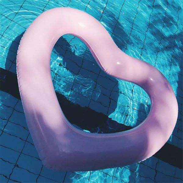 

inflatable sweet heart 120cm swimming rings laps giant pool party lifebuoy child float mattress circle pink red life vest & buoy