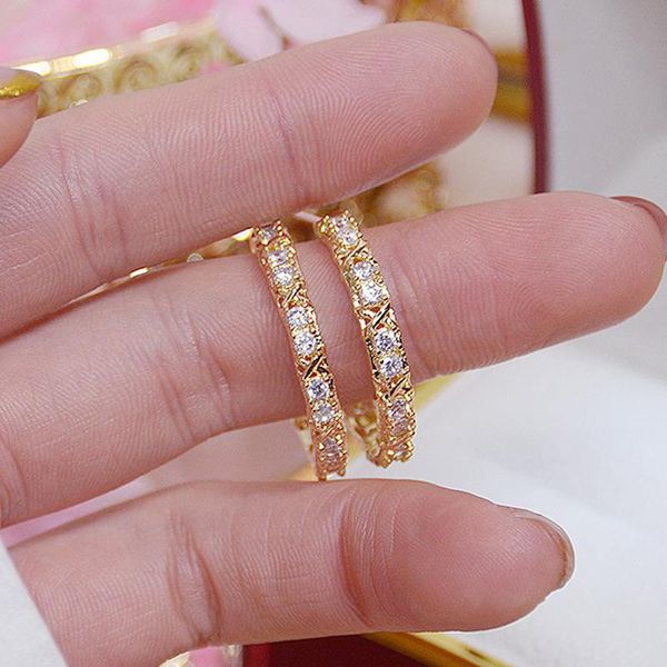 

hoop & huggie luxury anti-allergy shining zirconia circle earring for women cubic zircon feminia gorgeous ear ring bella bijoux pendant gift, Golden;silver