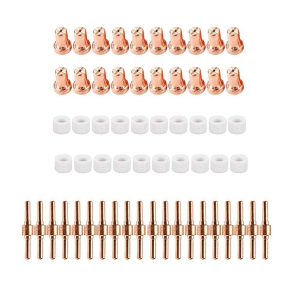 

60pcs tips lg-40 pt-31 air plasma cutting cutter consumables cut-40 cut-50d ct-312 swirling rings electrode shield cups storage bags