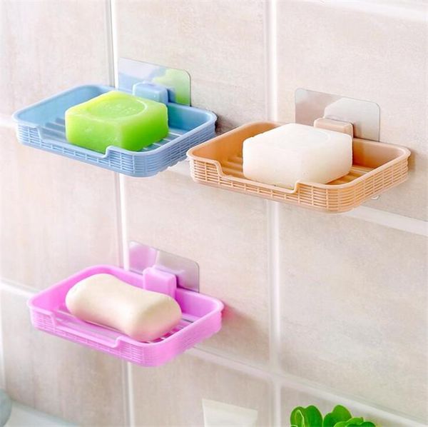 

bathroom soap box holder strong sucker dish storage basket 4 colors dishes