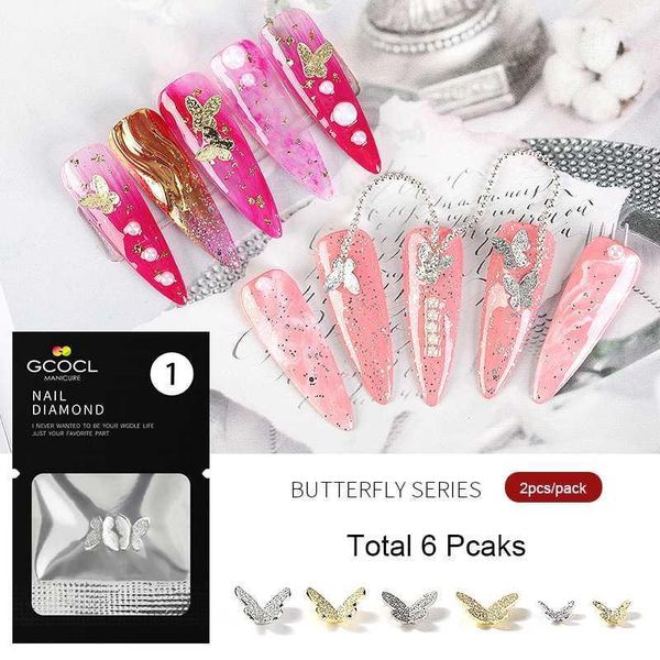 

packs 3d butterfly nail art decorations nails accessories charms metal glitter golden alloy jewelry false tips supplies1, Silver;gold