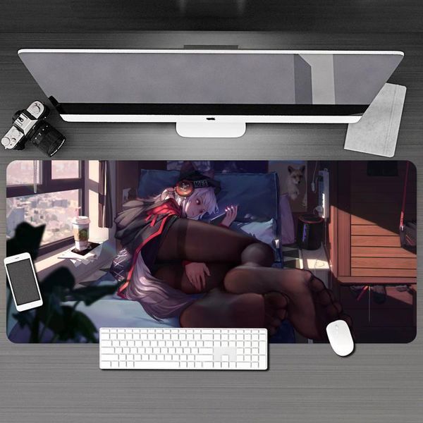 

mouse pads & wrist rests large anime girl rubber mat mousepad hd printing computer gamers locking edge pad xxl90x40cm keyboard pc desk