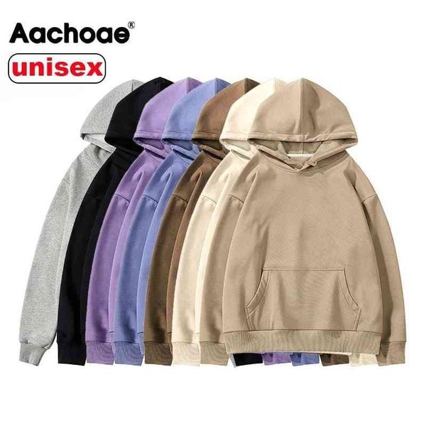 

aachoae women's 100% cotton plush hoodie, couple casual loose japanese style sportswear, winter sweater,, Black