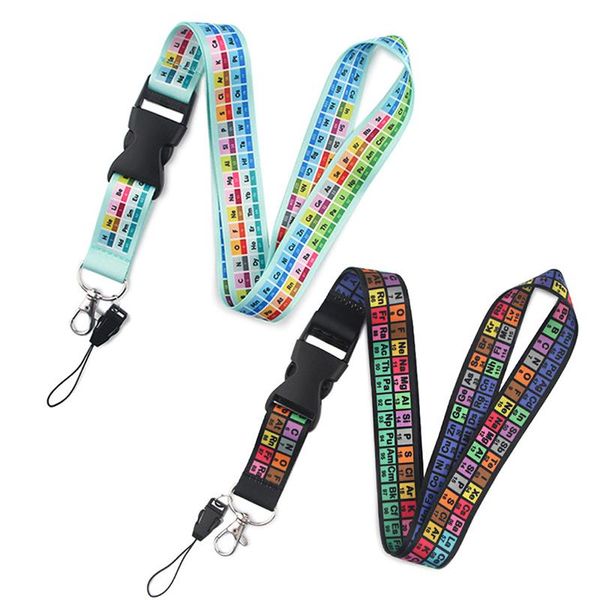 

keychains chemistry periodic table of elements lanyards key chain colorful print neck straps keychain cell phone rope teachers gift, Silver