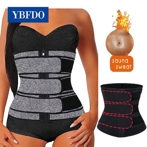 

women's shapers ybfdo 2021 waist trainer corset women zipper three-row belt sports training device bodysuit slimming tight, Black;white