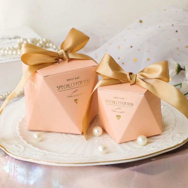 Confezione regalo Scatole per caramelle con diamanti in marmo da 50 pezzi con scatola di imballaggio al cioccolato Rinbbon Bomboniere per feste di Natale Baby Shower