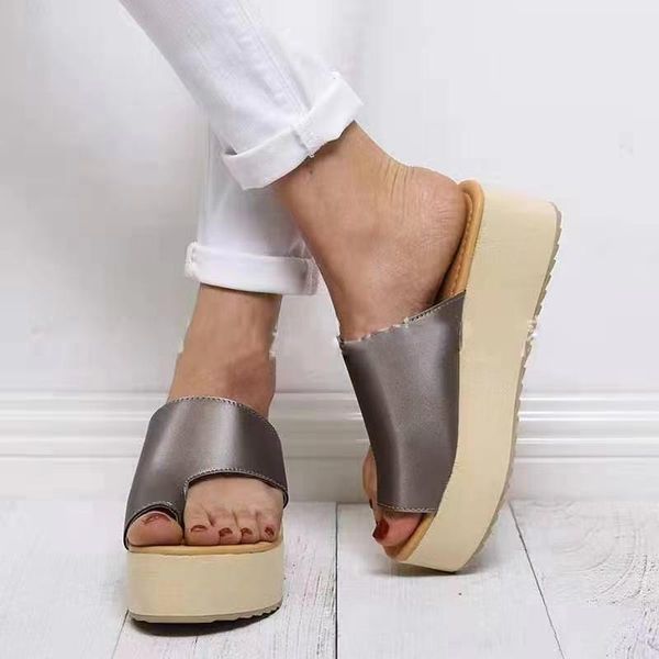 

slippers fashion shoes woman sandals casual women fish mouth platform thick heels slip-on zapatillas de mujer, Black