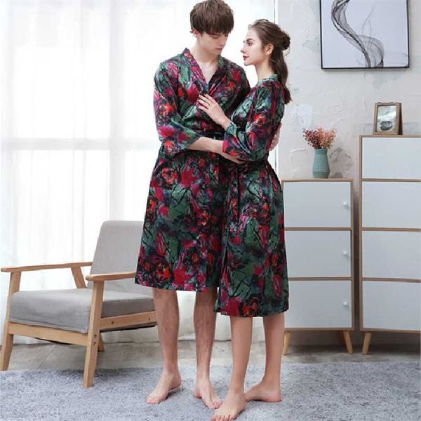 

towel style fashion men women summer ice silk bathrobe kimono dressing gown lingerie cozy robes loose home wear