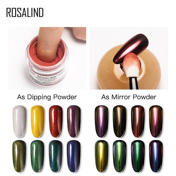 

nail glitter rosalind dipping powder mirror effect 2 in 1 holographic for manicure pigment dip set art decorations, Silver;gold