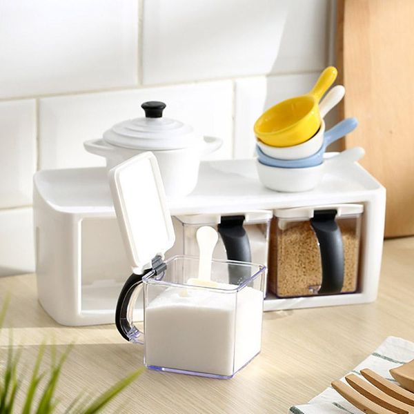 

storage bottles & jars spice rack organizer plastic sugar salt seasoning jar container transparent dustproof spices bottle home kitchen acce