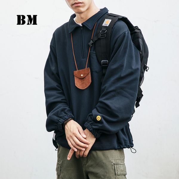 

men's hoodies & sweatshirts spring 2021 fashion lapel sweatshirt men clothing japanese streetwear harajuku pullover k, Black