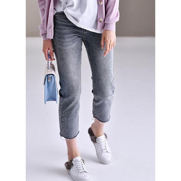 

women's jeans micoco n9033 straight leg cotton elastic goes with mid-rise, Blue