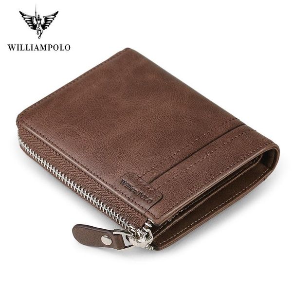 

wallets williampolo full-grain leather short wallet for men fashion vintage holder coin purses business cowhide, Red;black