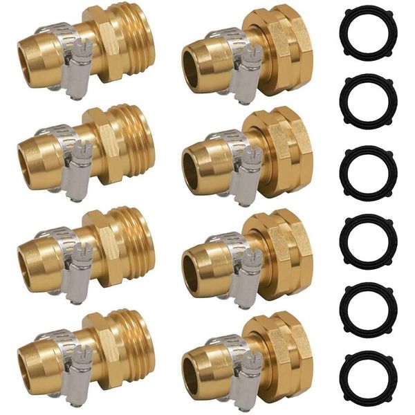 

watering equipments garden hose repair connector with clamps, fit for 3/4 inch or 5/8 fitting, 4 set