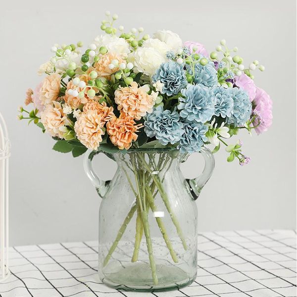 

bunch of artificial silk hydrangea bouquet for home decoration diy wedding flower arrangement party supplies po props decorative flowers & w