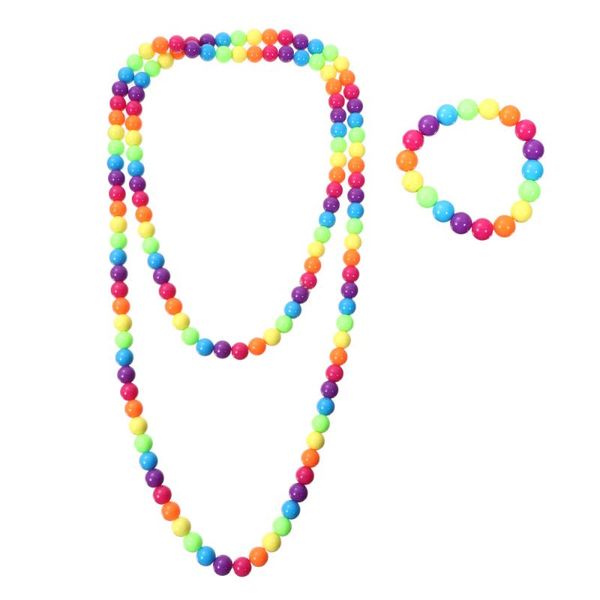 

2pcs colorful bracelet and necklace set beaded jewelries pendant necklaces, Silver