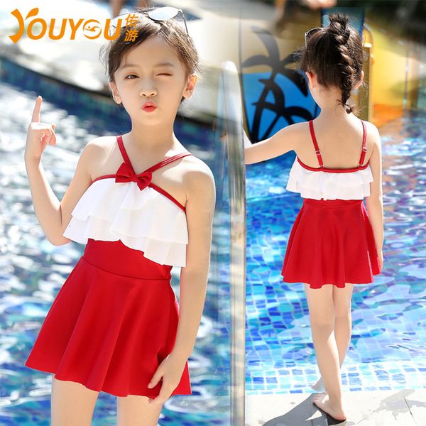 

piece children's girls' one skirt swimsuit, White;black