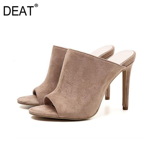 

slippers [deat] 2021 spring summer round toe shallow flock simple temperament thin heels women shoes fashion tide 10f812, Black