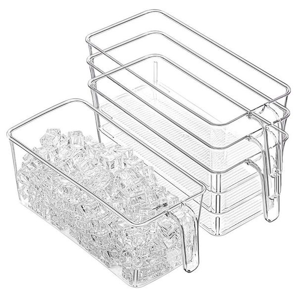 

storage bottles & jars refrigerator organizer bins, clear food bins with handle for fridge, pantry organization and