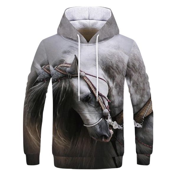 

men's hoodies & sweatshirts trendy horse print hoodie men spring and autumn hip hop personality oversized casual long sleeve hooded pul, Black