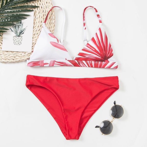 

leaf print triangle bikini bathing suits swimming suit for women maillot de bain swim two pieces swimsuit biquinisby air
