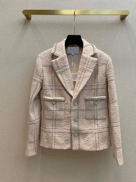 

women's suits & blazers high version 2021 autumn and winter wear temperament celebrity style woven tweed straight tube suit coat, White;black