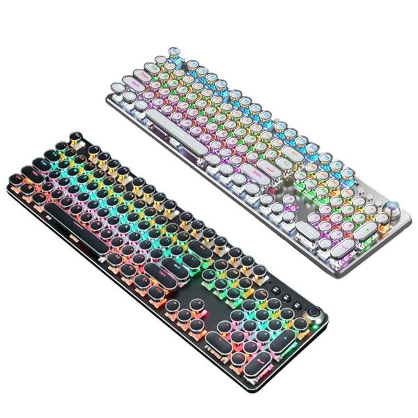 

mechanical gaming keyboar wireless color light keyboard typewriter round keycaps 103f keyboards