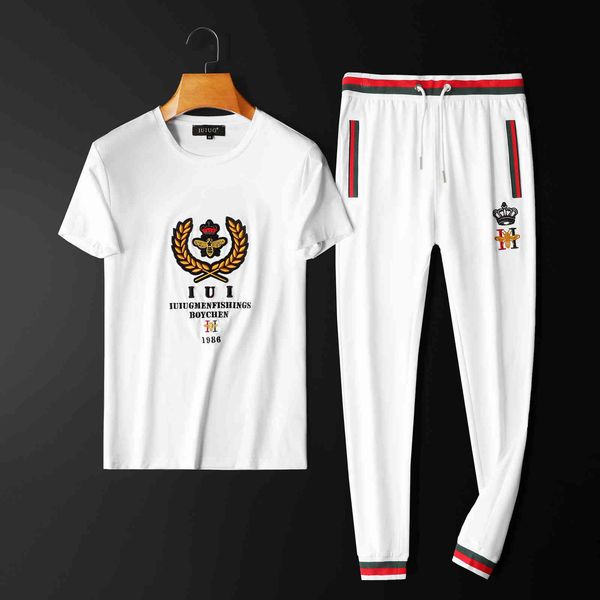 

Tracksuits Sport Suit Fashion Classic 2021 Modal Short t Trousers Trend Design Bee Embroidery Men's Wear, White