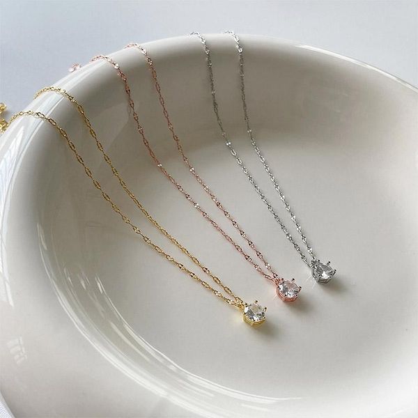 

pendant necklaces crystal zircon necklace for women gold silver color chain lover jewelry gift