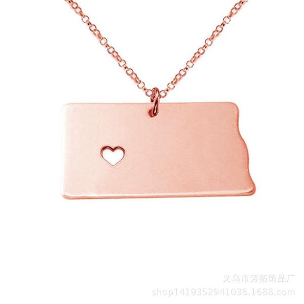

pendant necklaces the model is a big seller. stainless steel map of north dakota necklace gift for friends, Silver
