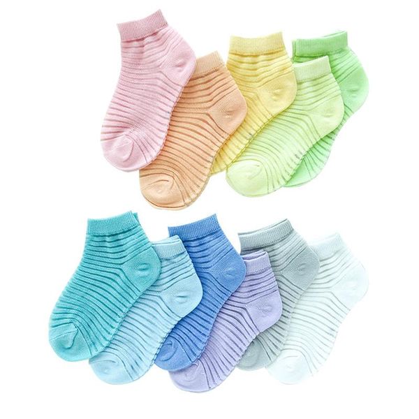 

summer kids short socks boys girls cotton sock cute baby mesh ultra-thin children's, Pink;yellow