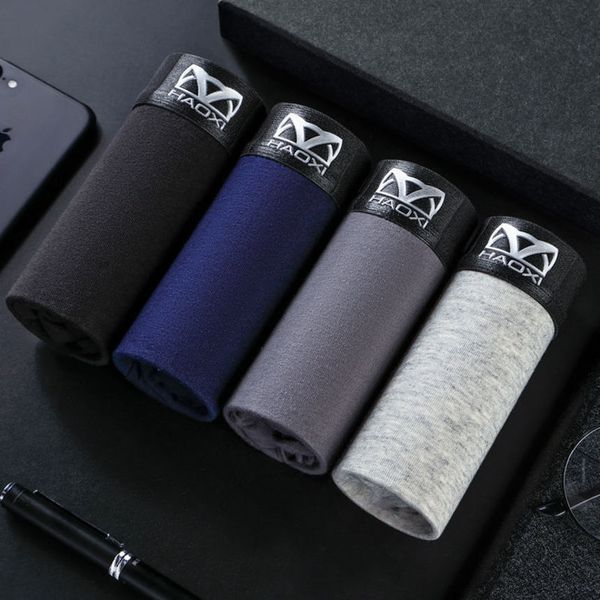 

4 new underwear seamls modal tracels boxer cotton medium waist men's sexy, White;black