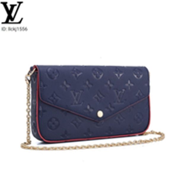 

bags brand handbags designer shoulder luxury m64099 deep totes blue iconic cowhide embossed handles chain bags wallet cross women body b, Red;black