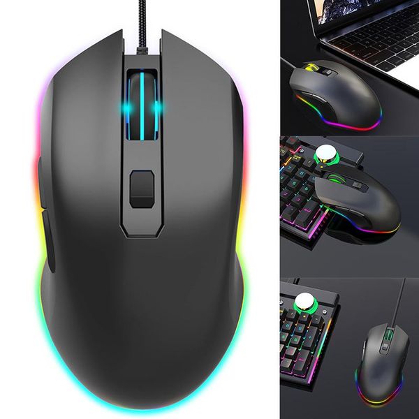 

wired glowing mouse gaming usb optical computer mice 7 programmable button h-