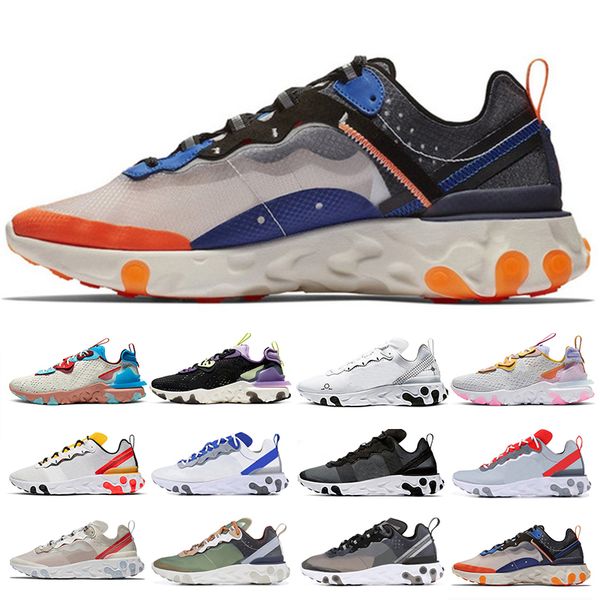 

2021 react element 55 undercover 87 women mens running shoes game royal blue red olive camo volt racer pink trainers sneakers socks