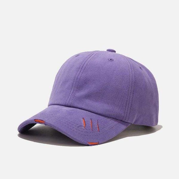 

fashion hole baseball cap adjustable outdoor sport hip hop hats for men women green face caps with visor gorras 210531, Blue;gray