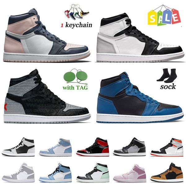 

2022 mens women jumpman 1s basketball shoes 1 size 47 bubble gum stage haze dark marina blue rebellionaire university blue shadow high og sn